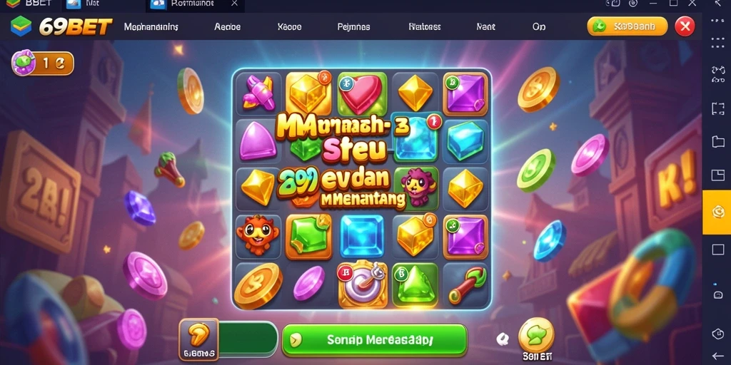 Screenshot gameplay 69BET menunjukkan kombinasi warna-warni yang menantang.