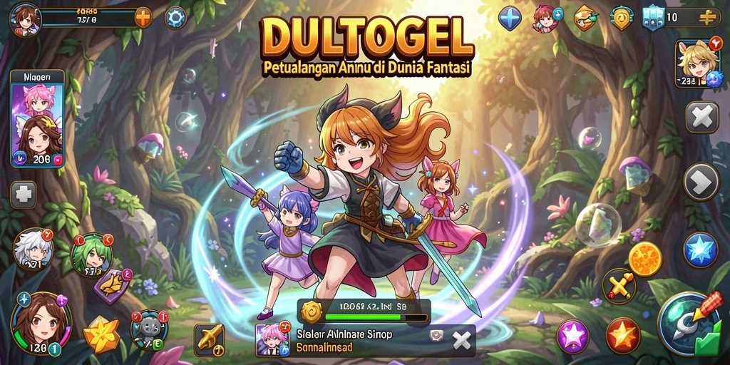 Tampilan gameplay DULTOGEL yang menarik dan penuh warna.