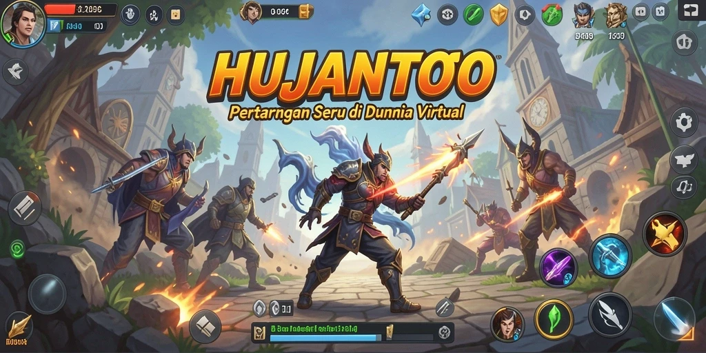 Screenshot gameplay HUJANTOTO yang menampilkan pertarungan yang intens.
