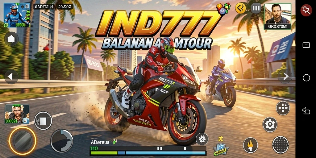 Gameplay mendebarkan dari balapan motor yang intens.