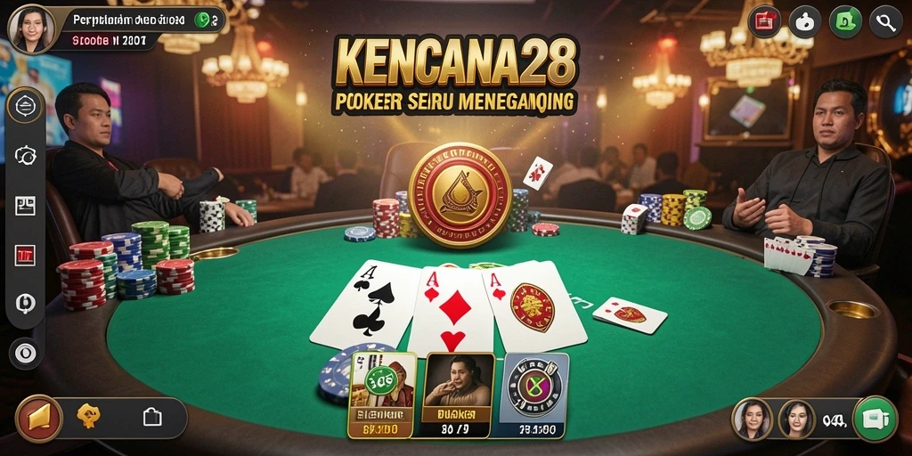 Tampilan screenshot KENCANA28 menampilkan gameplay Poker yang intens dan menarik.