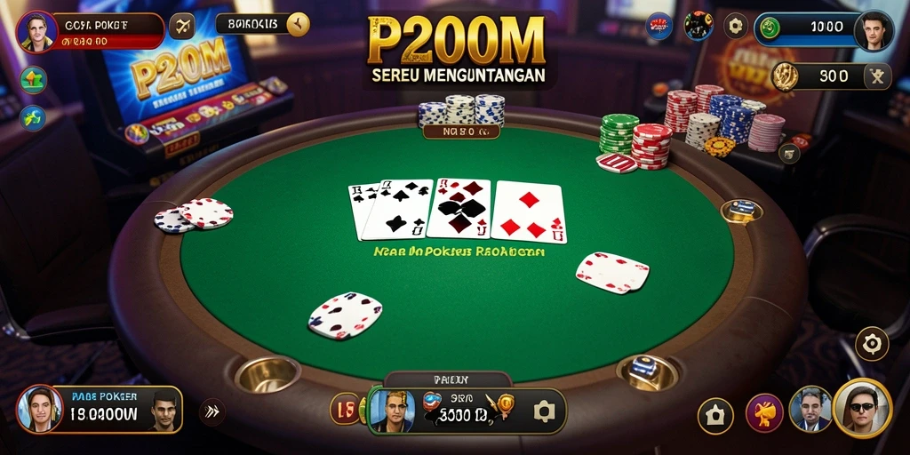 Tangkapan layar dari permainan Poker P200M yang mendebarkan.