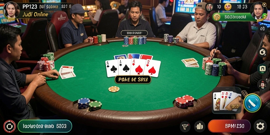 Tampilan menarik gameplay Poker di PP123 yang seru.