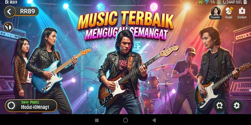 Tampilan gameplay yang menarik di RR89, menunjukkan pengalaman musik interaktif.