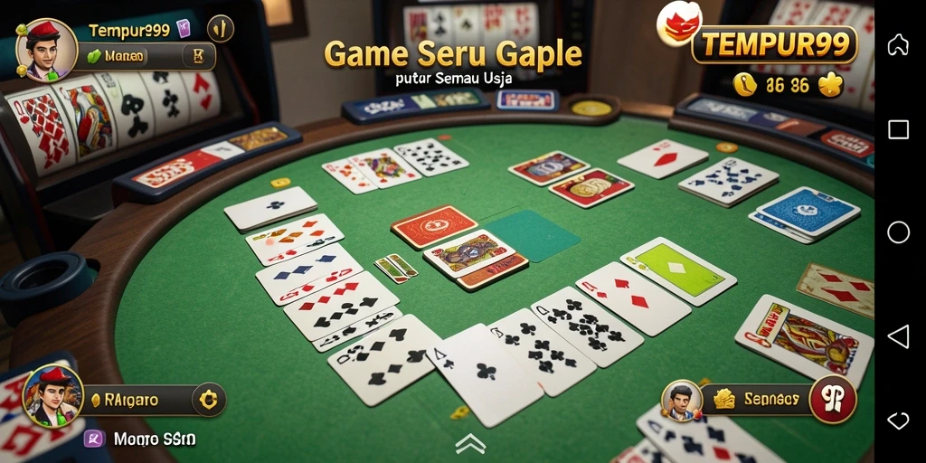 Screenshot gameplay Gaple yang penuh aksi di TEMPUR99.