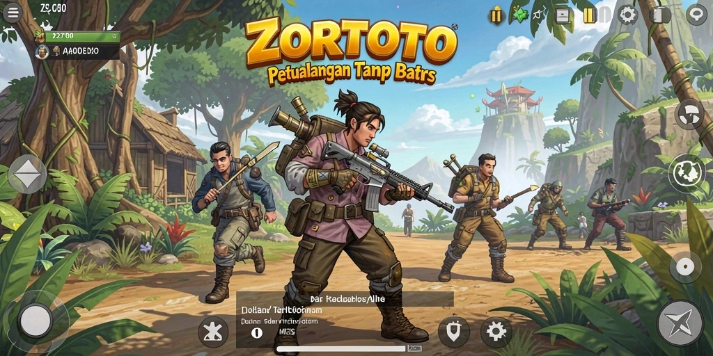 Gameplay ZORTOTO yang mendebarkan dalam dunia terbuka yang luas.